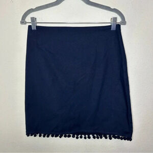 Talbots Navy Skirt with Poms on the bottom Size 4 Petite
